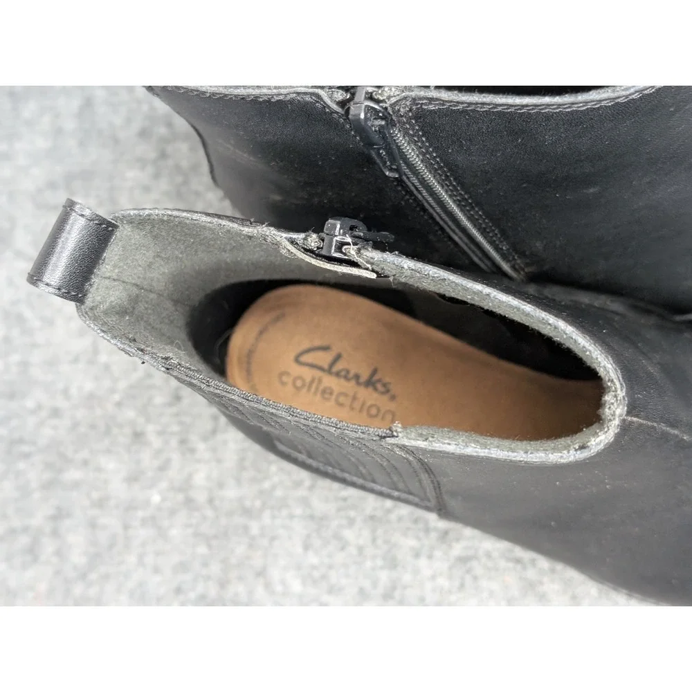 Clarks Collection Women's Danyelle Skip Block Heel Booties Black Size‎ 8 W Wide